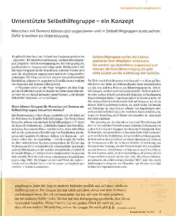 Vorschauseite 1: Unterstützte Selbsthilfegruppe - ein Konzept