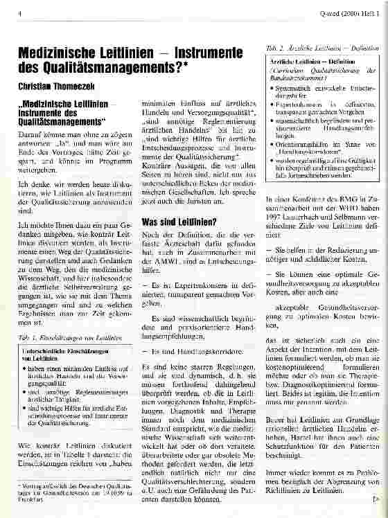 Vorschauseite 1: Medizinische Leitlinien - Instrumente des Qualitätsmanagements?