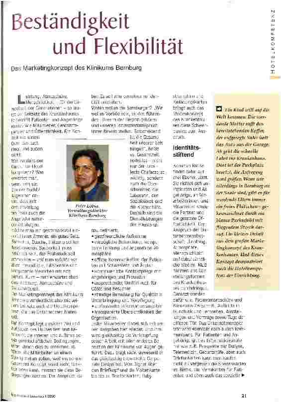 Vorschauseite 1: Beständigkeit und Flexibilität Das Marketingkonzept des Klinikums Bernburg
