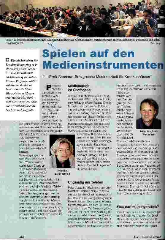 Vorschauseite 1: Spielen auf dem Medieninstrumenten ku-Profi-Seminar Erfolgreiche Medienarbeit für Krankenhäuser