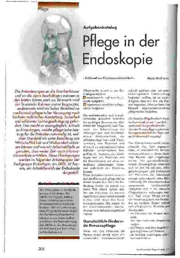 Vorschauseite 1: Pflege in der Endoskopie Schlüssel zur Patientenzufriedenheit