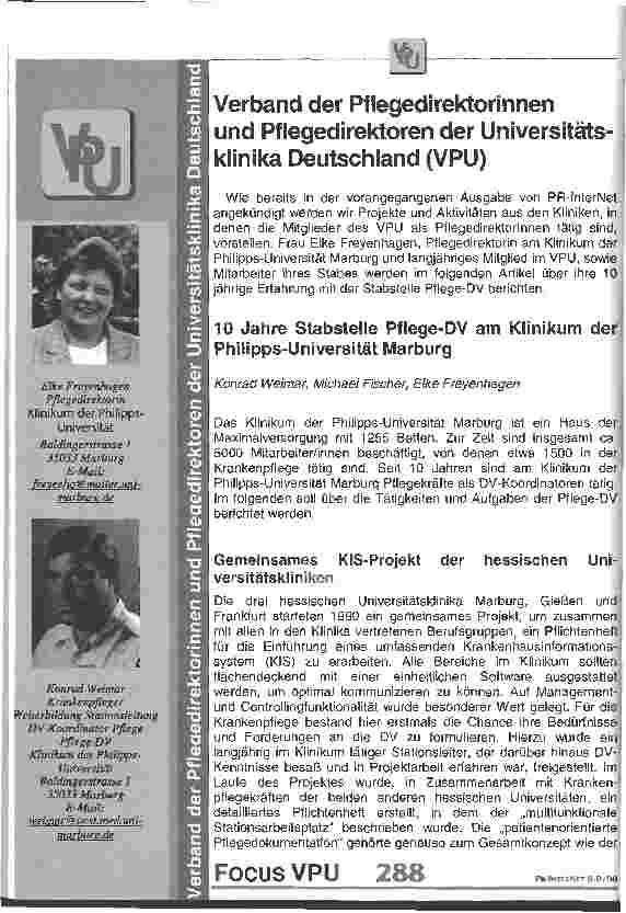 Vorschauseite 1: Verband der Pflegedirektorinnen und Pflegedirektoren der Universitätsklinika Deutschland (VPU)