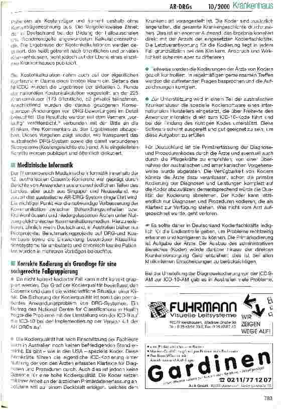 Vorschauseite 5: Australische DRGs in der Diskussion Tagungsbericht von der 12. Casemix-Konderenz in Cairns