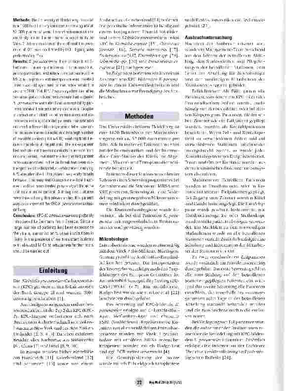 Vorschauseite 2: Nachweis von Klebsiella-pneumon/ae-Carbapenemase in einem deutschen Universitätsklinikum
