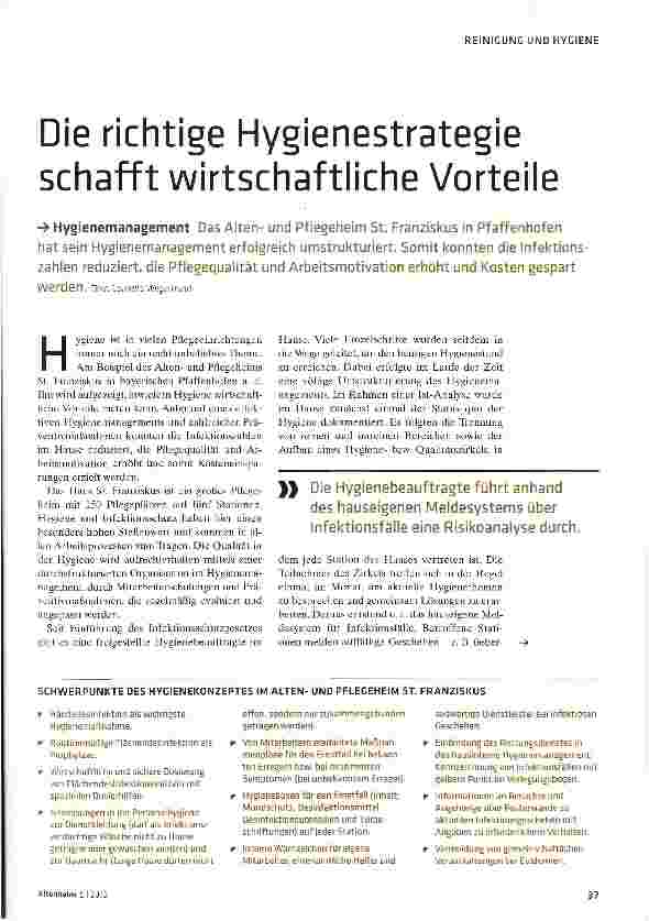 Vorschauseite 1: Die richtige Hygienestrategie schafft wirtschaftliche Vorteile