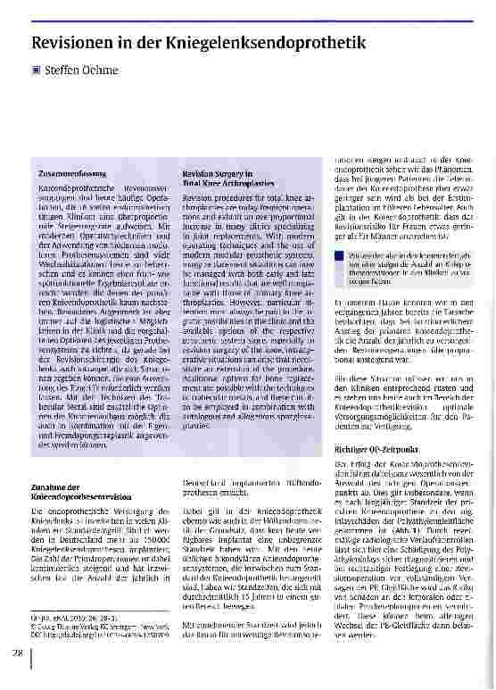 Vorschauseite 1: Revisionen in der Kniegelenksendoprothetik