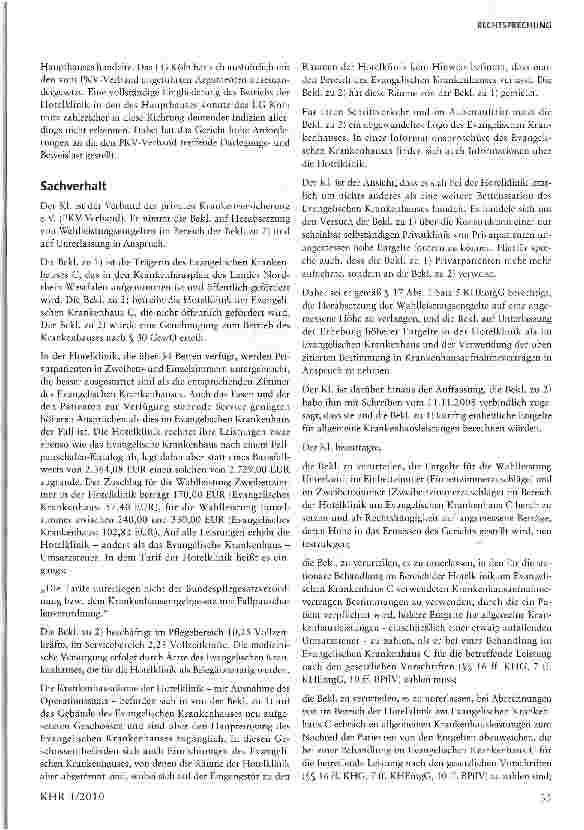 Vorschauseite 2: Verbandsklage nach § 17 Abs. 1 Satz 5 KHEntgG bei ausgegründeter „Hotelklinik