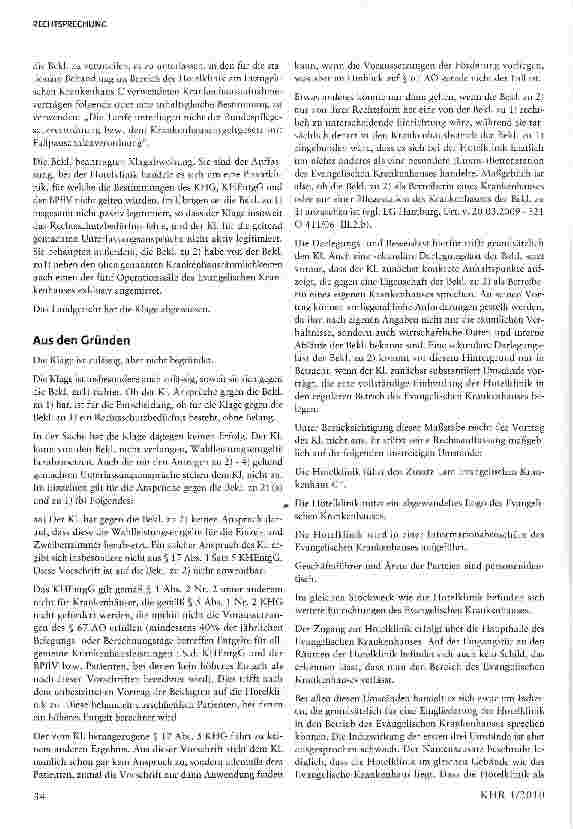 Vorschauseite 3: Verbandsklage nach § 17 Abs. 1 Satz 5 KHEntgG bei ausgegründeter „Hotelklinik