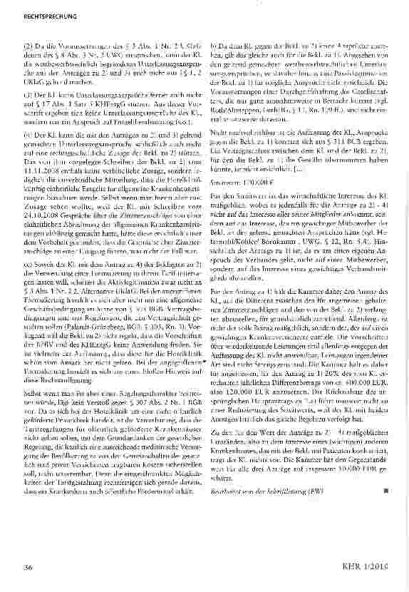 Vorschauseite 5: Verbandsklage nach § 17 Abs. 1 Satz 5 KHEntgG bei ausgegründeter „Hotelklinik