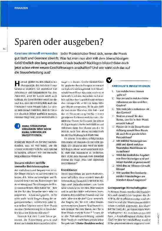 Vorschauseite 1: Sparen oder ausgeben?
