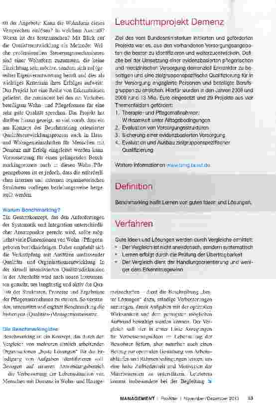 Vorschauseite 2: Benchmarking für Wohn-und Hausgemeinschaften