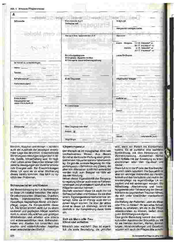 Vorschauseite 2: Dokumentation des pflegerischen Erstgesprächs 2. Teil: Informationssammlung nach dem Modell der Lebensaktivitäten