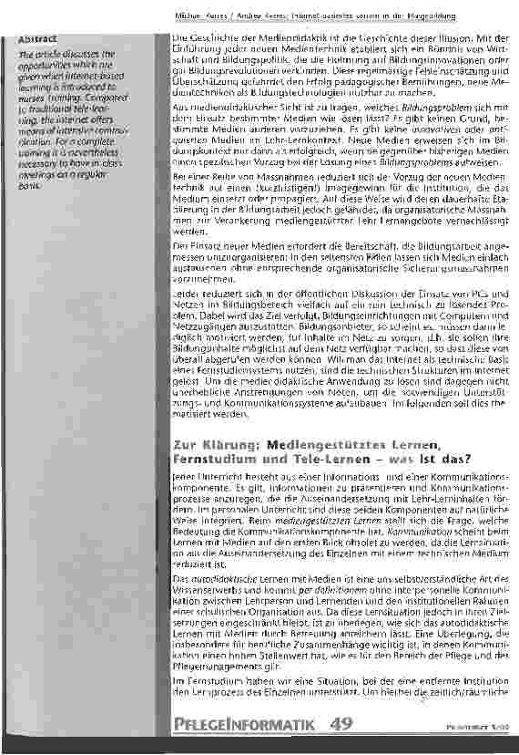 Vorschauseite 3: Internet-basiertes Lernen in der Pflegebildung - besser, bunter, billiger?
