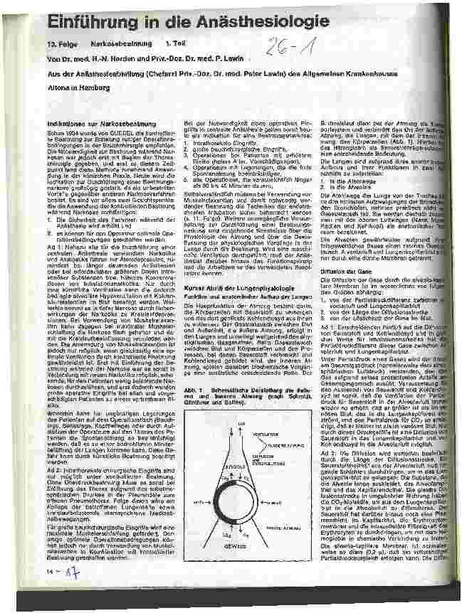 Vorschauseite 1: Einführung in die Anästhesie 13. Folge: Narkosebeatmung 1. Teil