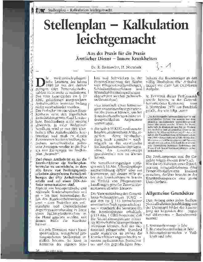 Vorschauseite 1: Stellenplan - Kalkulation leichtgemacht Aus der Praxis für die Praxis