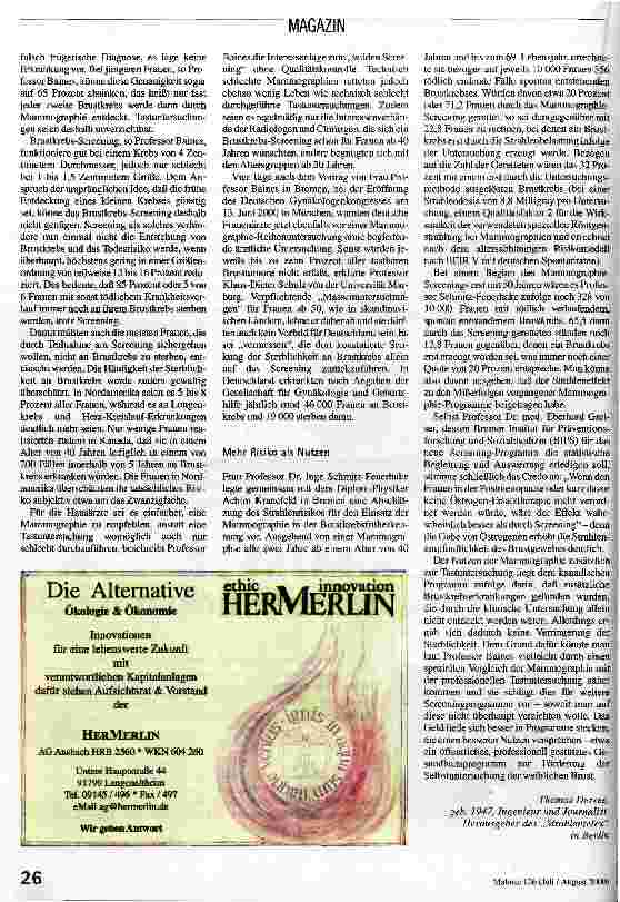Vorschauseite 3: Mammographie-Screening in der Kontroverse
