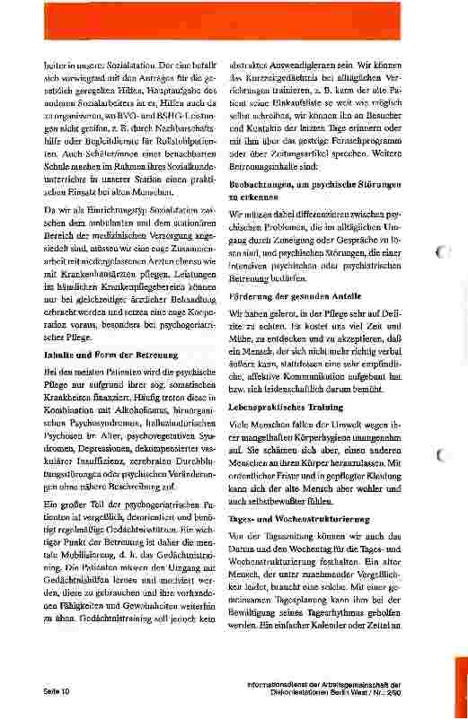 Vorschauseite 3: Die Pflege alter, dementer Menschen durch die Sozial-Diakoniestation