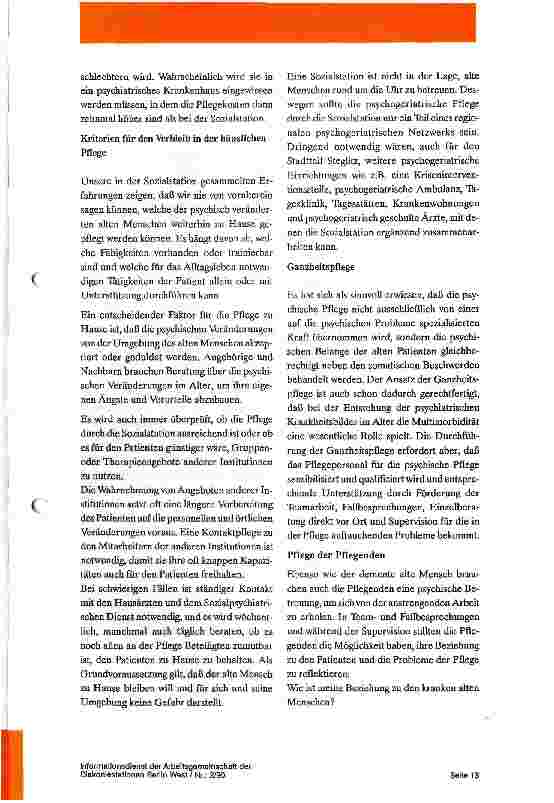 Vorschauseite 6: Die Pflege alter, dementer Menschen durch die Sozial-Diakoniestation