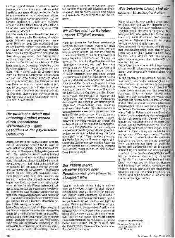 Vorschauseite 2: Wie ich meinen Beruf erlebe Institut für Anästhesiologie der Universität Würzburg