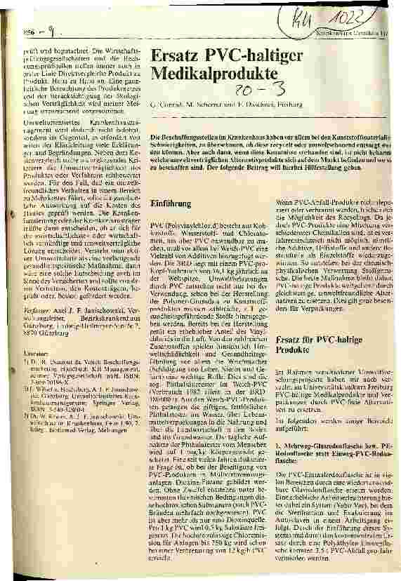 Vorschauseite 1: Ersatz PVC-haltiger Medikalprodukte