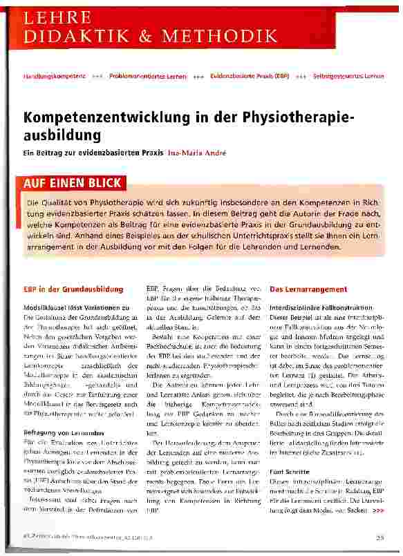 Vorschauseite 1: Kompetenzentwicklung in der Physiotherapieausbildung