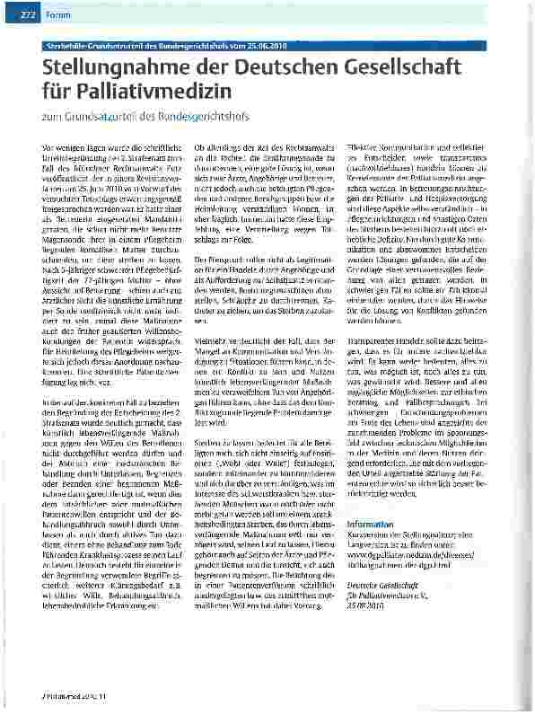 Vorschauseite 1: Stellungnahme der Deutschen Gesellschaft für Palliativmedizin