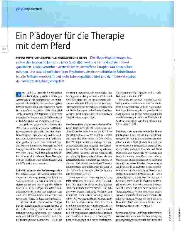 Vorschauseite 1: Ein Plädoyer für die Therapie mit dem Pferd
