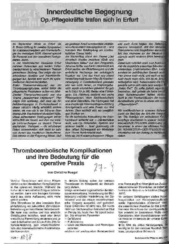 Vorschauseite 1: Thromboemolische Komplikationen und ihre Bedeutung für die operative Praxis
