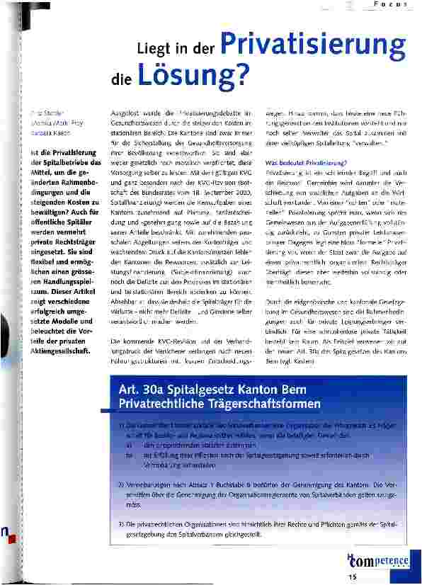Vorschauseite 1: Liegt in der Privatisierung die Lösung?