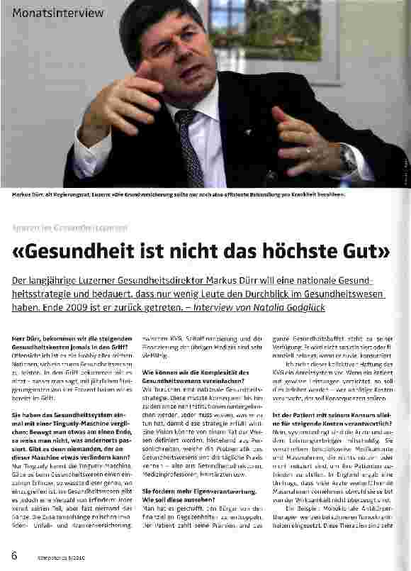 Vorschauseite 1: Gesundheit ist nicht das höchste Gut
