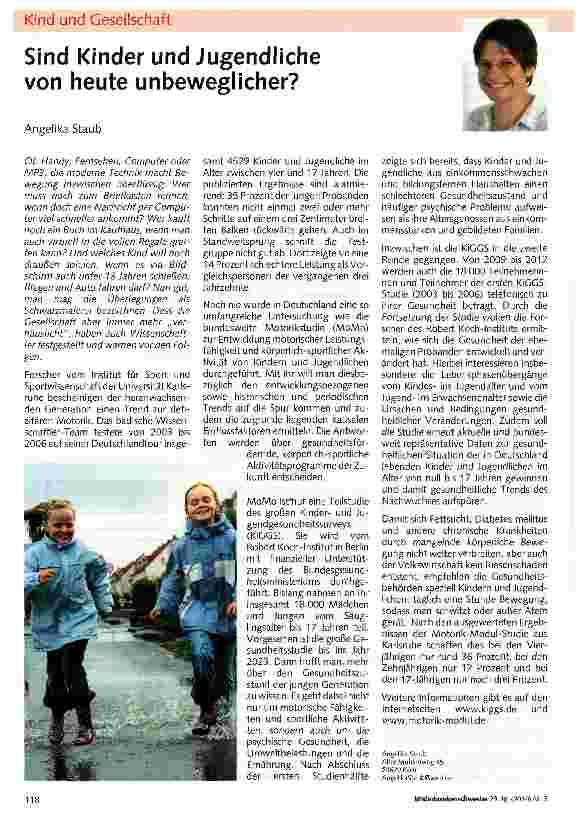 Vorschauseite 1: Sind Kinder und Jugendliche von heute unbeweglicher?