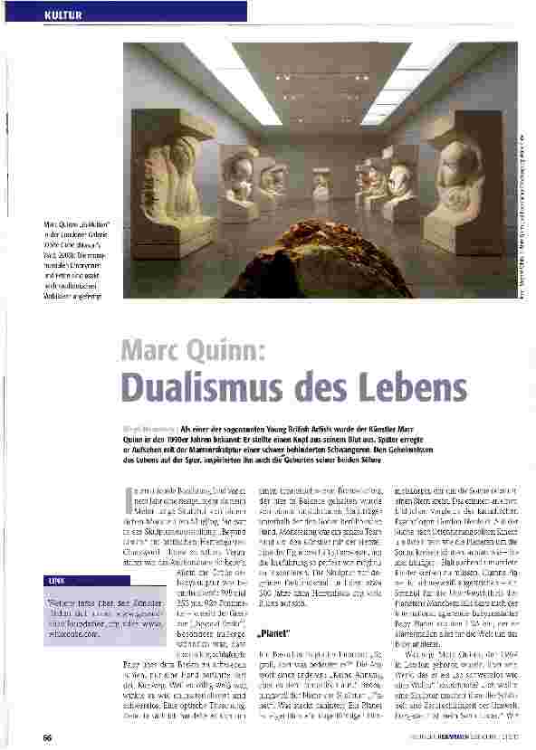 Vorschauseite 1: Marc Quinn: Dualismus des Lebens