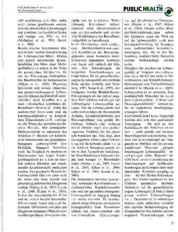 Vorschauseite 2: Zusammenhang von gesundheitsbezogener Lebensqualität und Multimorbidität bei älteren Personen