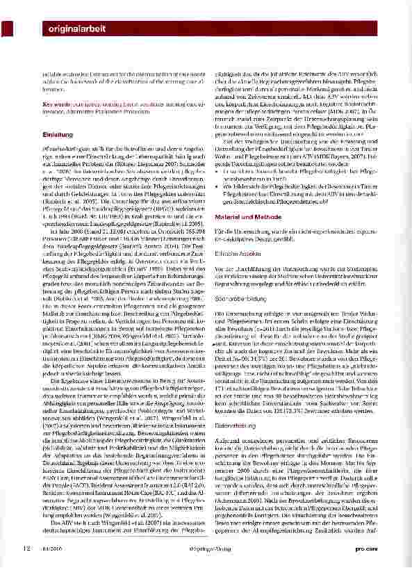 Vorschauseite 2: Einschätzung der Pflegebedürftigkeit von Pflegeheimbewohnern in Tirol mit dem Alternativen Begutachtungsverfahren (ABV) und ein Vergleich zur Pflegegeldeinstufung in Österreich