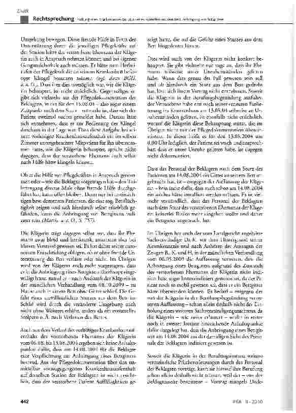 Vorschauseite 3: Haftung eines Krankenhauses bei Sturz eines Patienten aus dem Bett, Anbringung von Bettgittern