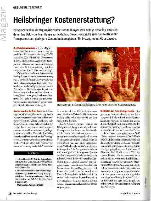 Vorschauseite 1: Heilsbringer Kostenerstattung?