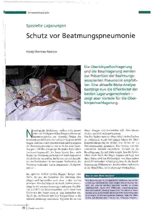 Vorschauseite 1: Schutz vor Beatmungspneumonie