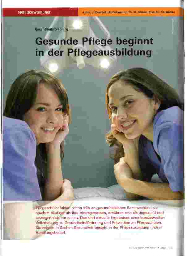 Vorschauseite 1: Gesunde Pflege beginnt in der Pflegeausbildung