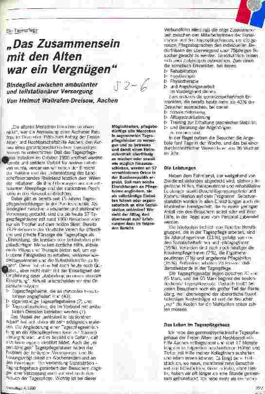 Vorschauseite 1: Die Tagespflege: Das Zusammensein mit den Alten war ein Vergnügen. Bindeglied zwischen ambulanter und teilstationärer Versorgung