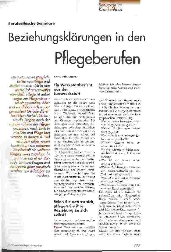 Vorschauseite 1: Beziehungsklärungen in den Pflegeberufen
