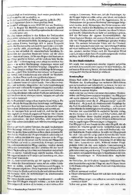 Vorschauseite 3: Der Modellstudiengang für Lehrer/innen für Krankenund Kinderkrankenpflege an der Freien Universität Berlin