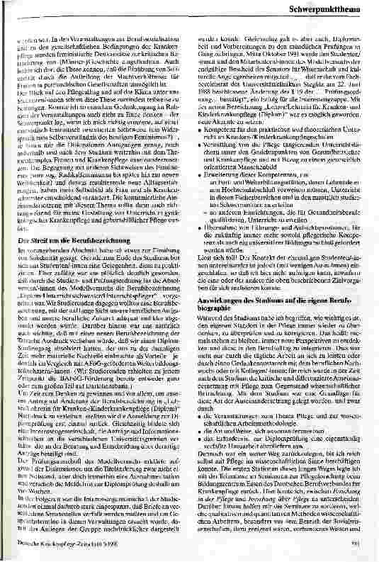 Vorschauseite 5: Der Modellstudiengang für Lehrer/innen für Krankenund Kinderkrankenpflege an der Freien Universität Berlin