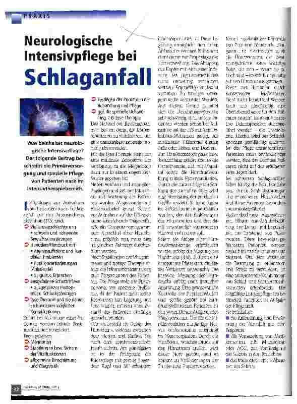 Vorschauseite 1: Neurologische Intensivpflege bei Schlaganfall