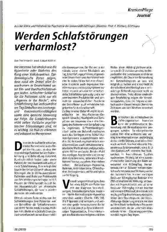 Vorschauseite 1: Werden Schlafstörungen verharmlost?