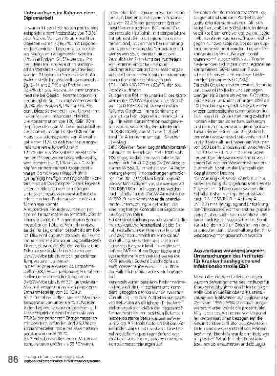 Vorschauseite 4: Legionellenkontaminationen in Warmwassersystemen von Krankenhäusern sowie Altenund Pflegeheimen Literaturrecherche und eigene Untersuchung