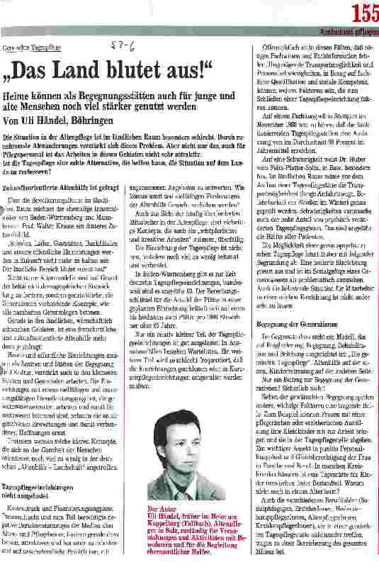 Vorschauseite 1: Das Land blutet aus! - Heime können als Begegnungsstätten auch für junge und alte Menschen noch viel stärker genutzt werden