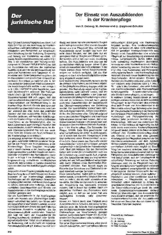 Vorschauseite 1: Der Einsatz von Auszubildenden in der Krankenpflege