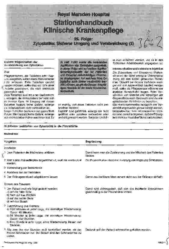 Vorschauseite 1: Stationshandbuch Klinische Krankenpflege - 25. Folge: Zytostatika: Sicherer Umgang und Verabreichung (2)