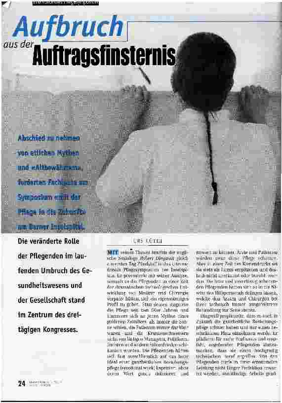 Vorschauseite 1: Aufbruch aus der Auftragsfinsternis Internationales Pflegesymposium