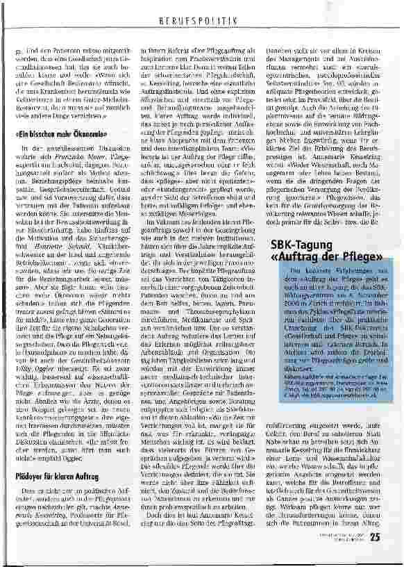 Vorschauseite 2: Aufbruch aus der Auftragsfinsternis Internationales Pflegesymposium